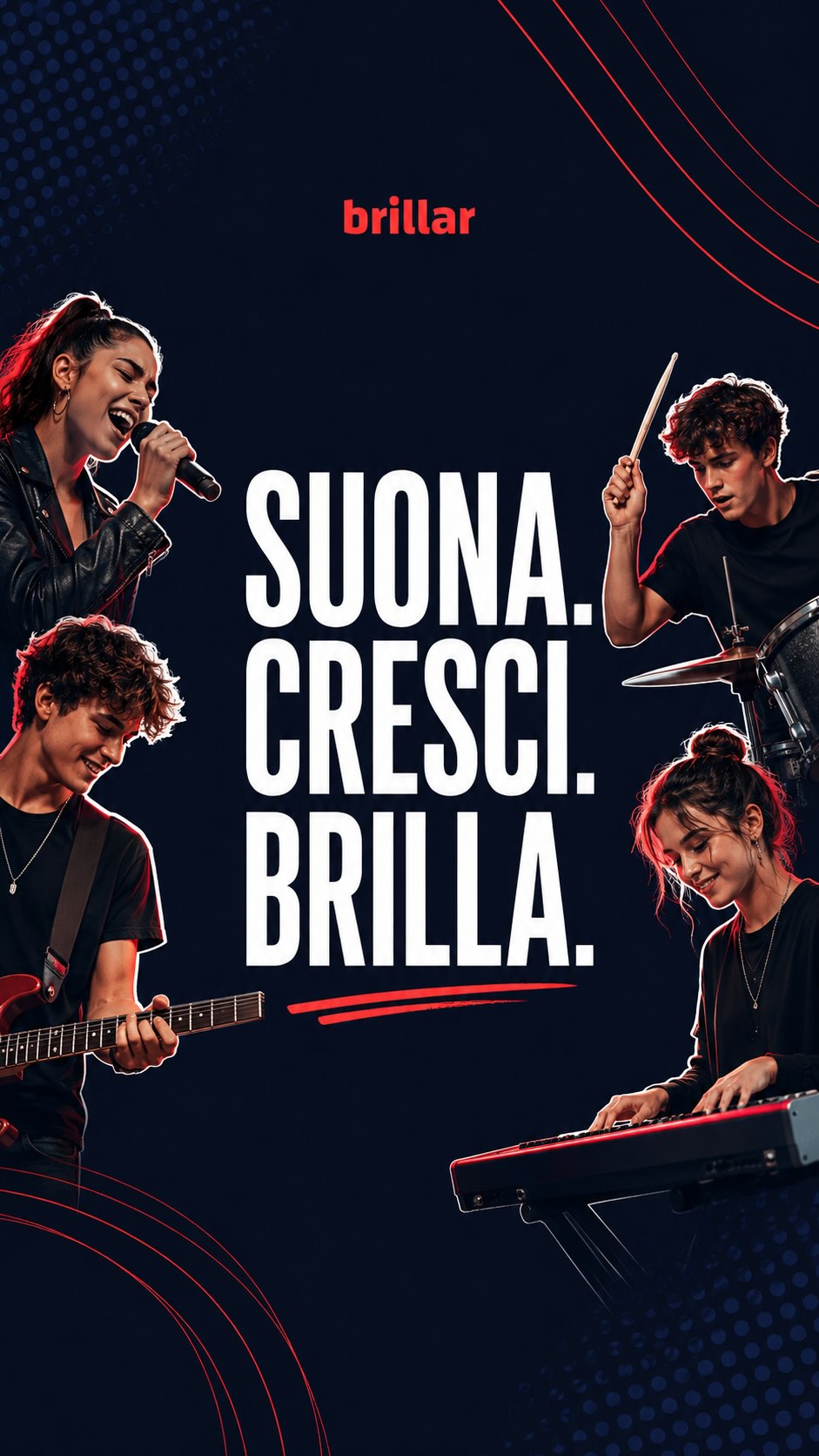 🎶 Suona. Cresci. Brilla.

C’è chi ascolta la musica.
E poi c’è chi decide di farla propria.

Uno strumento può diventare una passione, un modo per esprimersi, una sfida, un palco, una scoperta.
Qualunque sia il tuo punto di partenza, il viaggio comincia da una prima nota. 🎹🎸🥁🎤

E tu, cosa aspetti a suonarla?

✨ Vieni a scoprire il tuo percorso all’Accademia Brillar.

🎁 PRENOTA LA TUA PROVA GRATUITA
📩 Scrivici in DM per informazioni e disponibilità.

Suona. Cresci. Brilla.
#AccademiaBrillar #SuonaCresciBrilla #Musica #ScuolaDiMusica #lezionidimusica