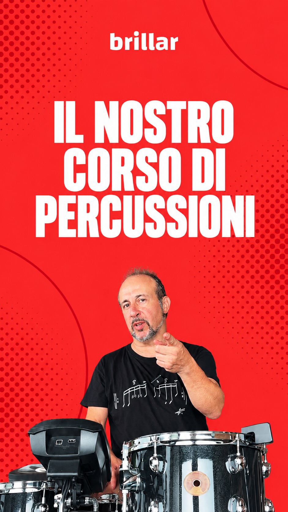 🥁 Il ritmo si impara… ma soprattutto si vive!

Con Francesco Marcello Sette, docente di percussioni di Brillar, ogni lezione diventa un’occasione per scoprire il mondo del ritmo e degli strumenti a percussione.

Tecnica, coordinazione e senso del ritmo si sviluppano attraverso un percorso pratico, coinvolgente e divertente, costruito passo dopo passo sulle esigenze di ogni allievo. 🎶

✨ Le iscrizioni sono aperte!
Prenota la tua lezione gratuita e vieni a scoprire il tuo ritmo.

🥁 Suona. Cresci. Brilla.