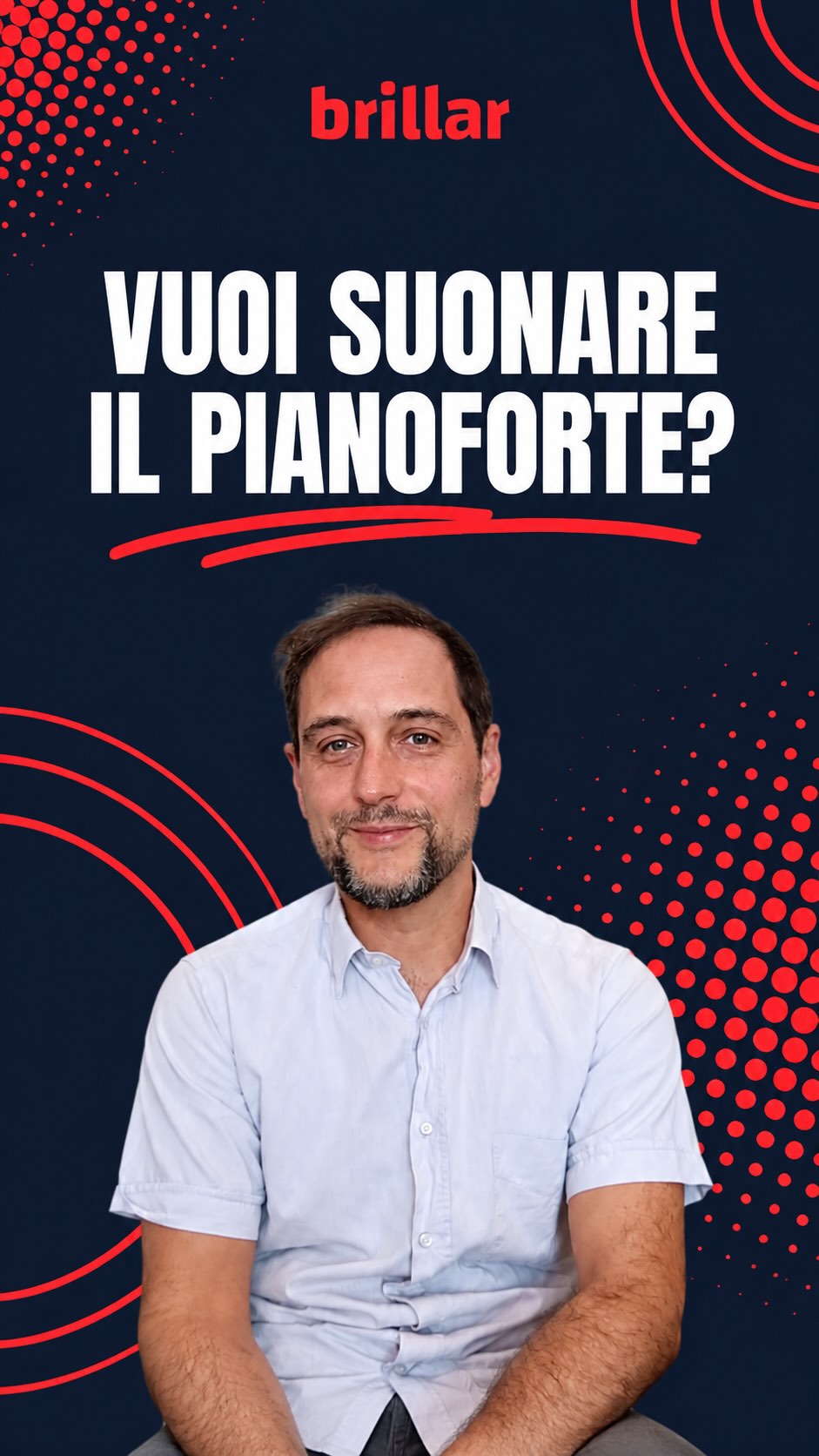 🎹 Il pianoforte, ma a modo tuo.

Andrea Taeggi, maestro di pianoforte, tastiere e sintetizzatori presso l’Accademia Brillar, racconta il suo modo di accompagnare ogni studente alla scoperta della musica.

Si parte dal livello e dagli interessi di ciascuno, esplorando rock, pop, jazz, classica, tastiere e sintetizzatori, per costruire un percorso personalizzato e soprattutto stimolante.

Perché imparare a suonare significa anche sperimentare, divertirsi e trovare il proprio modo di fare musica. 🎶

👉 Vuoi provare? Prenota la tua prova gratuita presso la nostra Accademia.✨